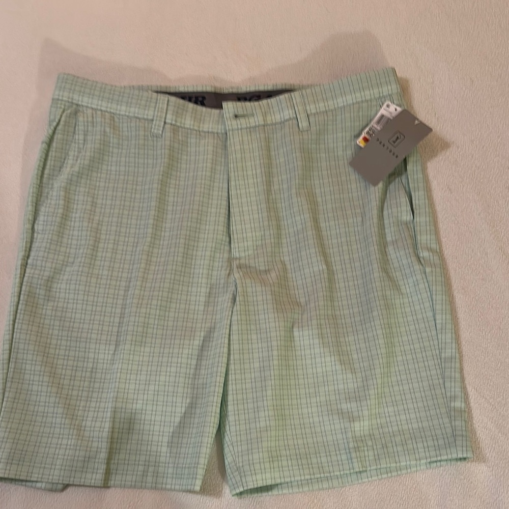 Green PGA Tour Flat Front Shorts with Lightweight Fabric